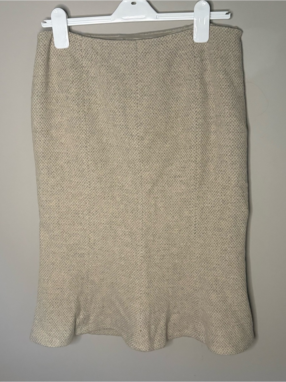 Lauren Ralph Lauren Trumpet Skirt Wool Tweed Cream Ivory  Midi Lined Size 6